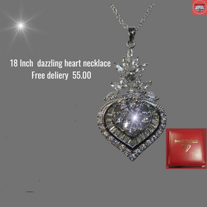 Dazzling heart baguette necklace