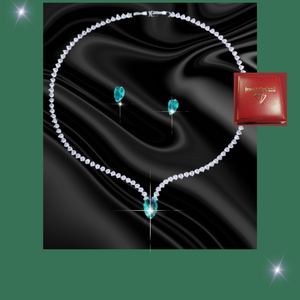 Elegant dew drop necklace emerald simulant and free earrings