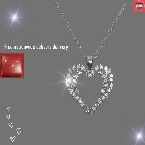 Statement heart shape diamond simulant necklace.