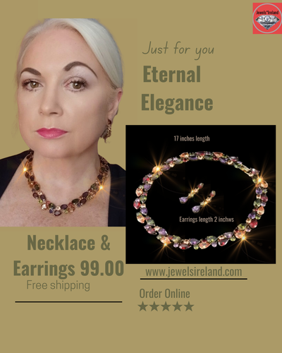 18 Carat gold vermeil 18 inch collar necklace with created gemstones
