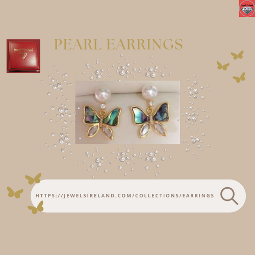 Pearl butterly gold vermeil earrings,