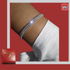 925 sterling silver 2 row diamond simulant tennis bracelet