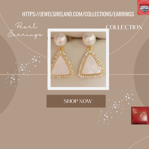 White pearl triangle vermeil earrings.