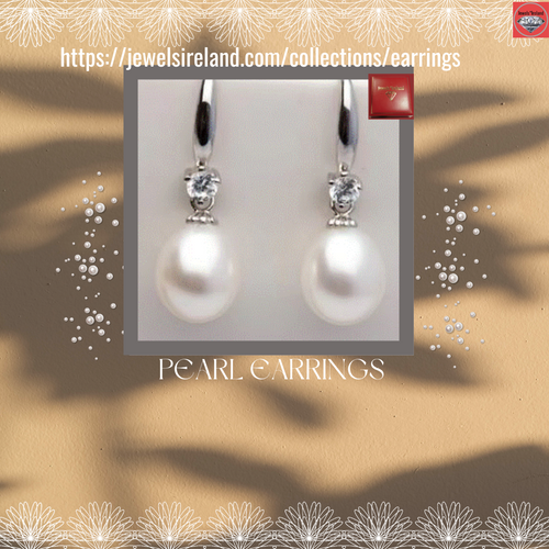 Pearl earrings with simulant diamond sterlingsilver