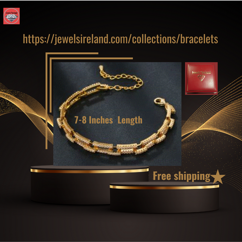 Gold vermeil link bracelet pave set.