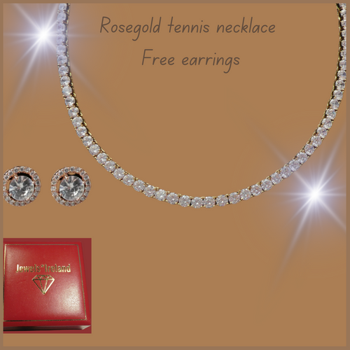 Tennis brilliant cut rosegold vermeil necklace