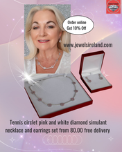 Tennis necklace with diamond and pink sapphire simulants