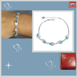 925 sterling silver blue heart  bracelet.