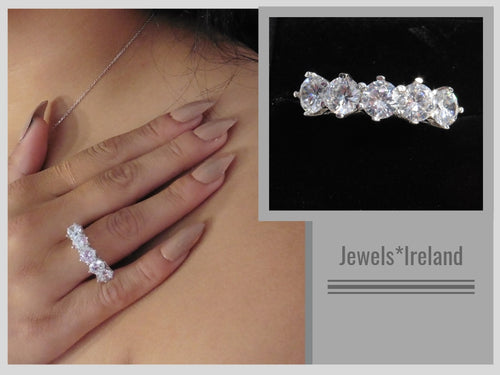 Lab created 5 stone stunning ring  jewels*Ireland