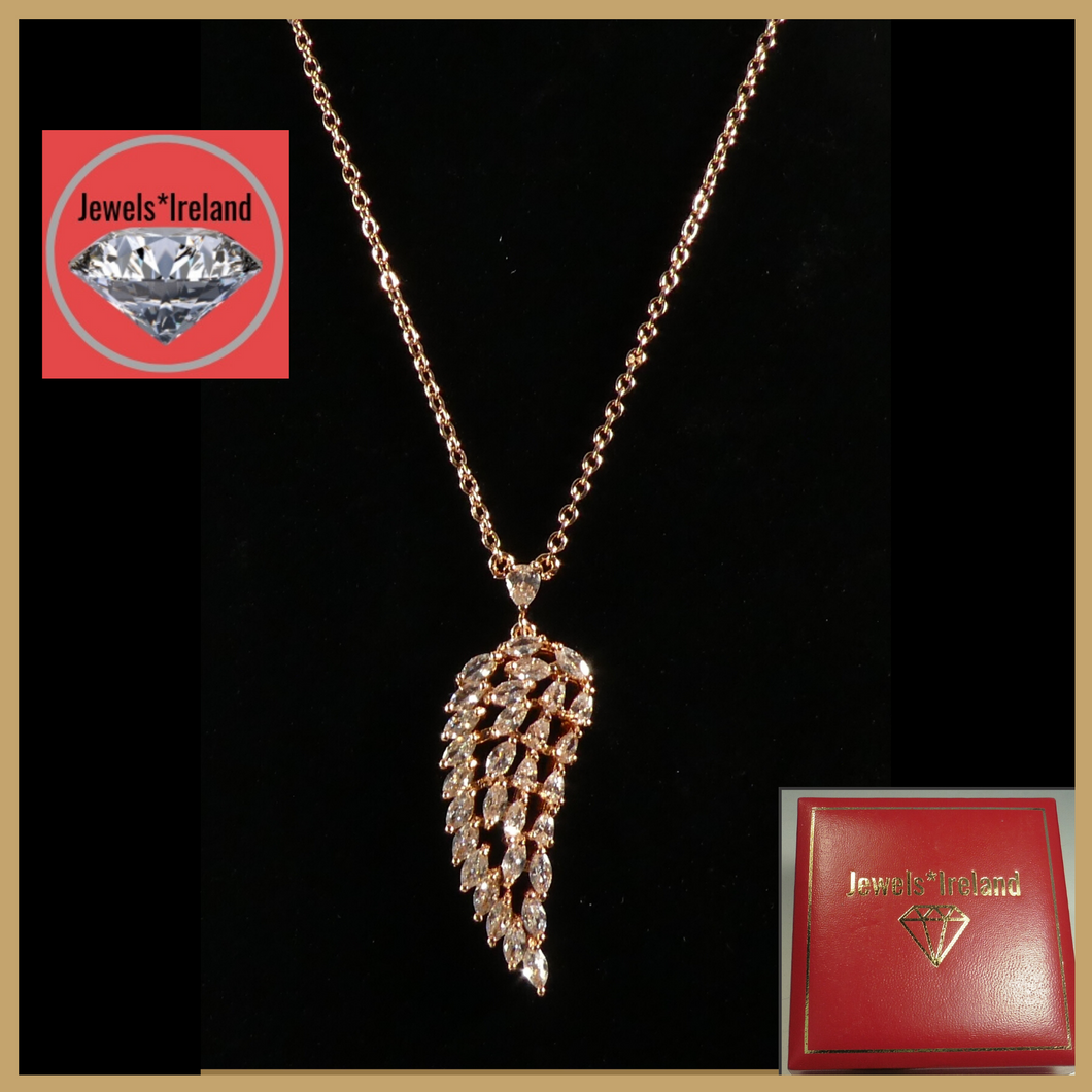 Angel wing necklace rose gold vermeil