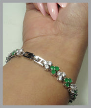 Elegant bracelet man made diamonds & created emeralds