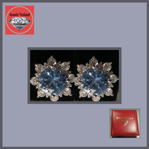 Gemstone created blue earrings