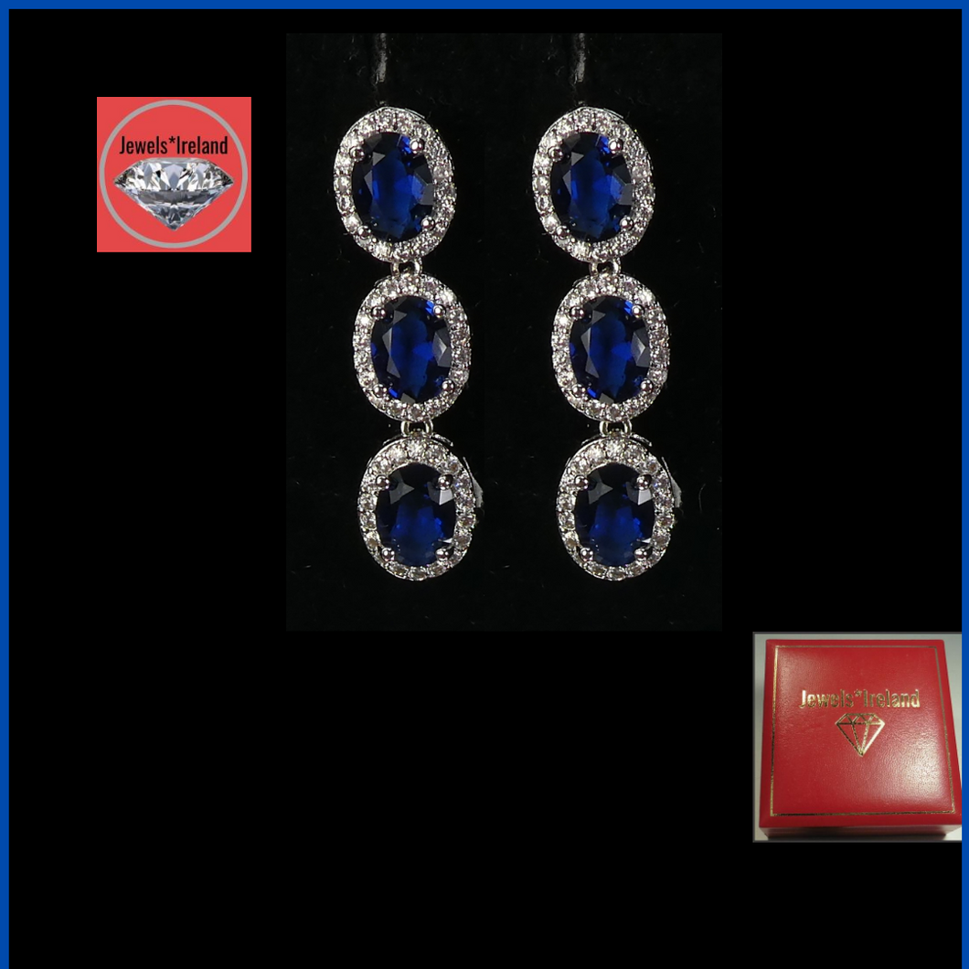 Lab created blue sapphire trio earrings