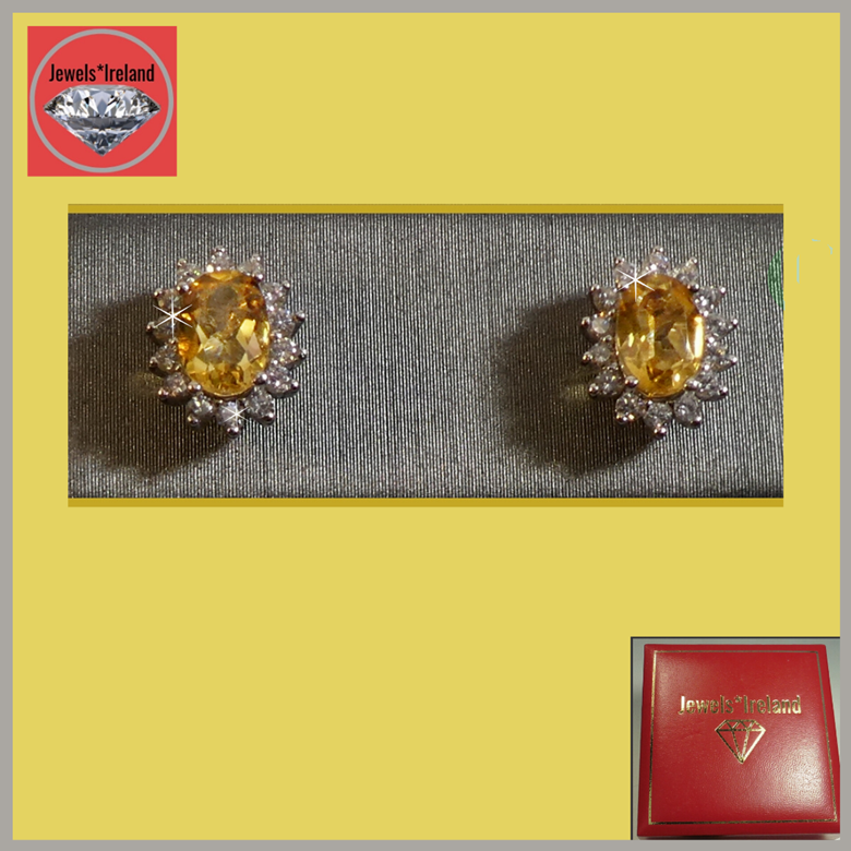 Gemstone created yellow citrine earrings