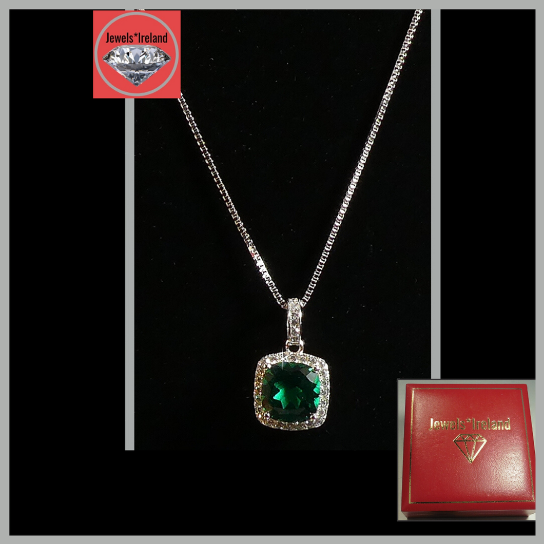 Gemstone created emerald necklace