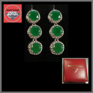 Lab created emerald trio earrings