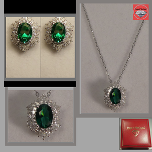 Created emerald necklace and earrings set  from Jewels*Ireland