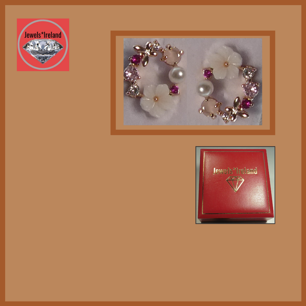 Floral earrings with rosegold vermeil