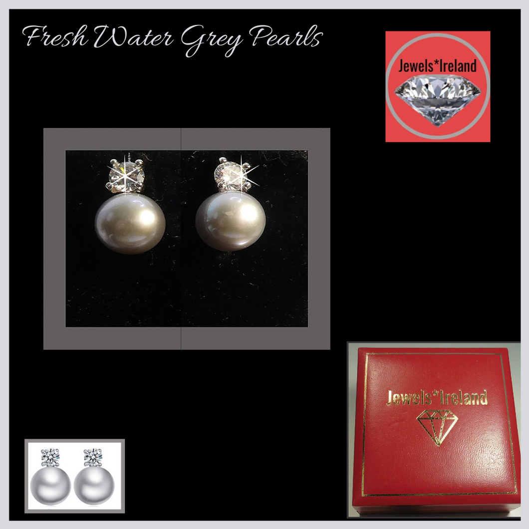 Fresh water Grey pearl earrings
