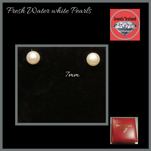 White fresh water pearl earrings