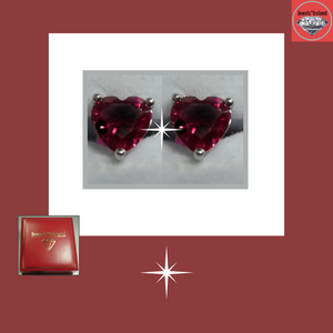 925 Sterling silver red heart crystal earrings