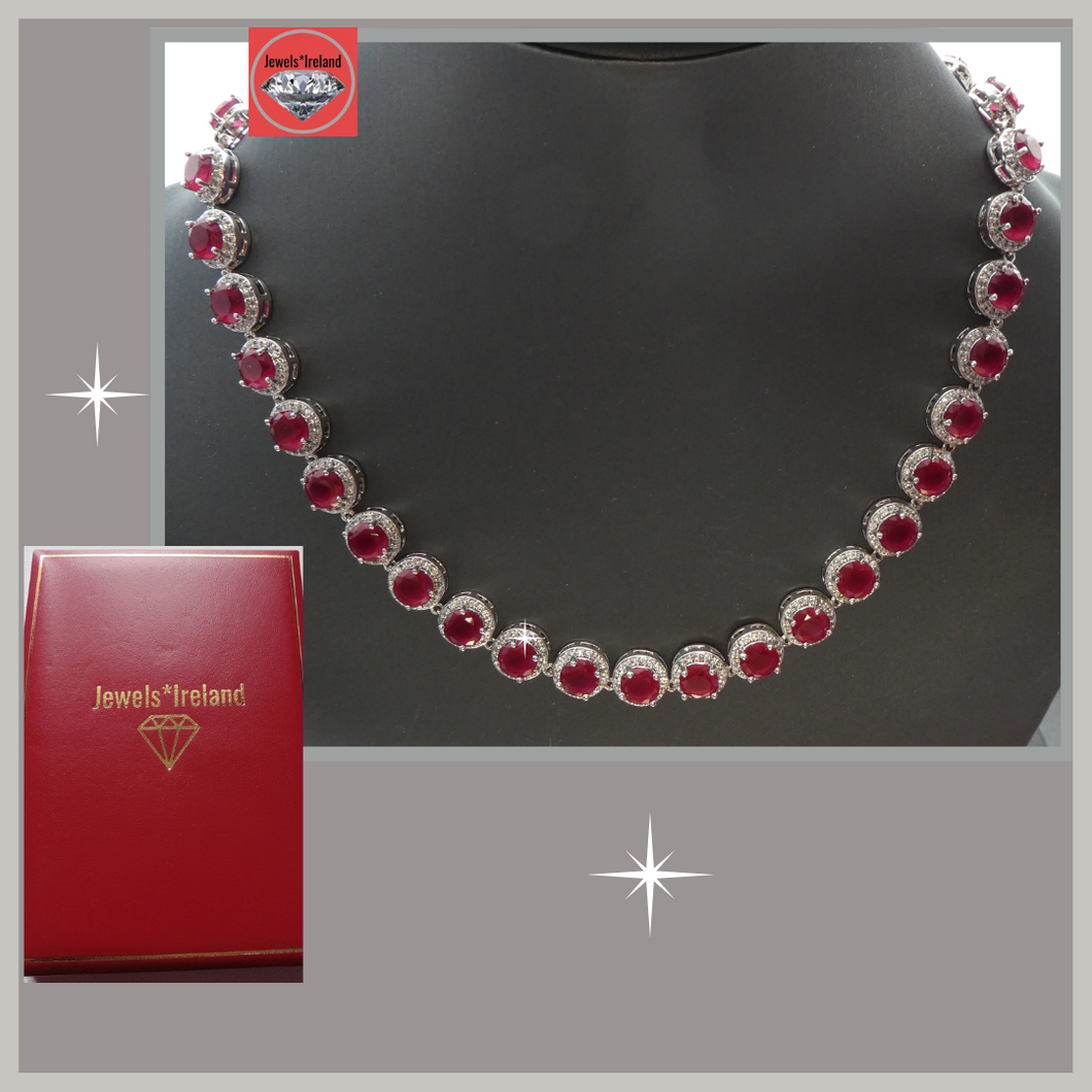 jewelsireland ruby and micro simulant diamond necklace 