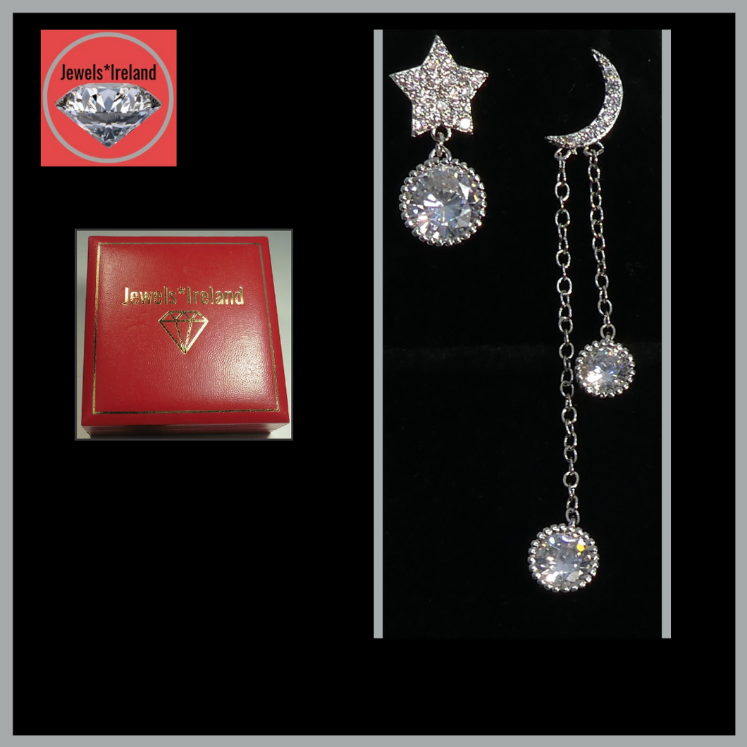 Moon and star dangle  geo earrings.