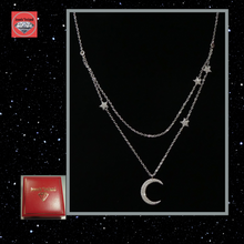 Silver Star and moon 2 layer necklace