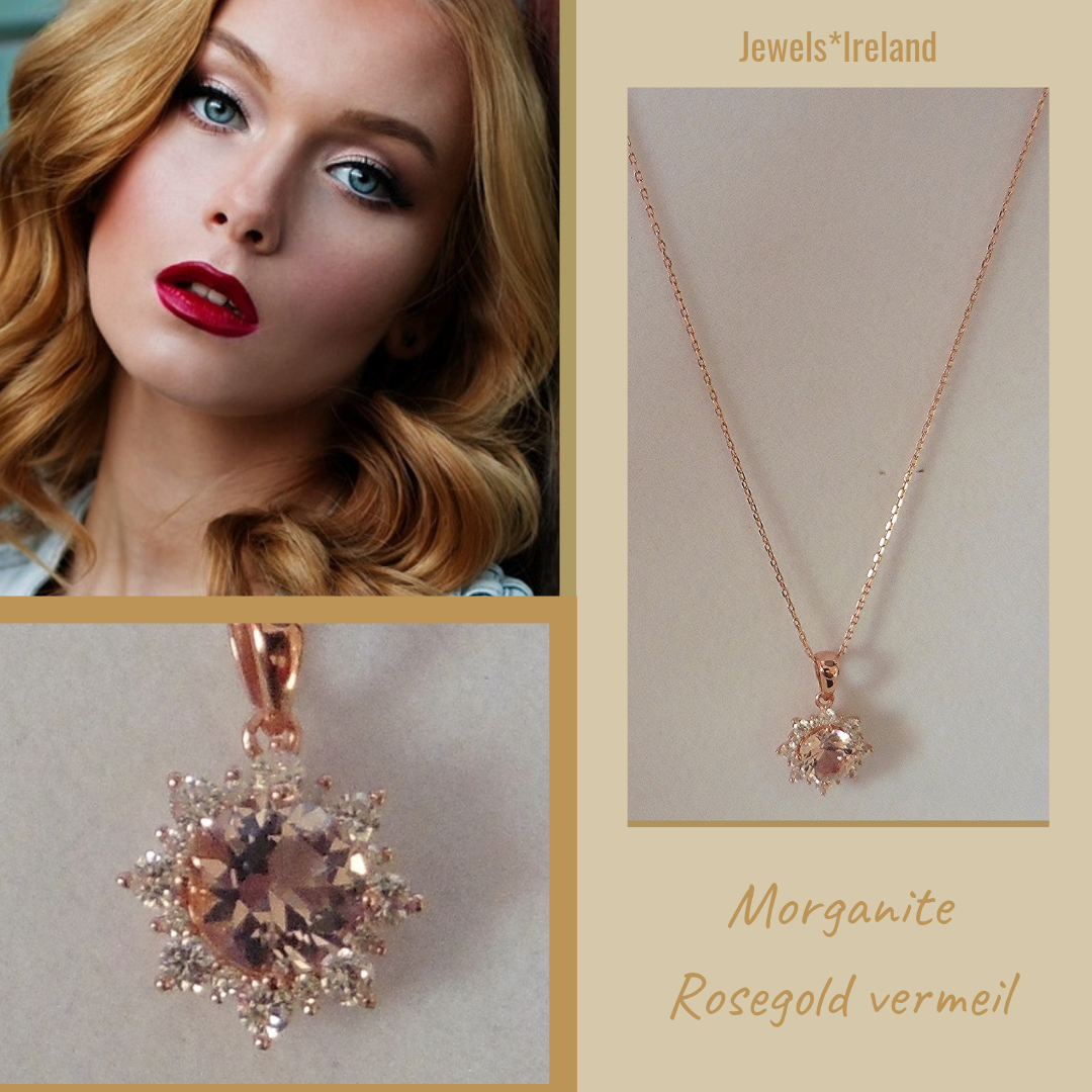 14k Rose Gold Genuine 1.67 Carat Morganite & Diamond Pendant – Exeter  Jewelers