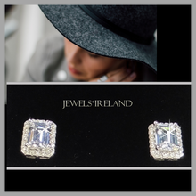 Classical princess cut manmade diamond earrings