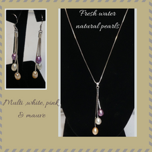 Colourful fresh water pearl necklace and earrings to match.