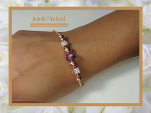 Charm Rose gold  amethyst crystal charm bracelet