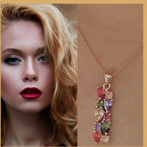 Rose gold created multi colour necklace