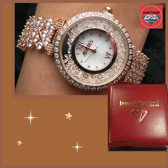 jewelsireland simulant diamond rosegold watch