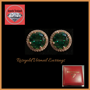 Gemstone created green emerald earrings