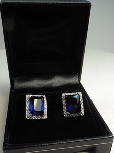 Halo sapphire cz earrings with non mined diamonds