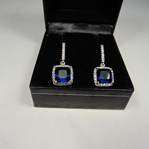 Dangle blue gem earrings