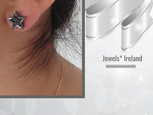 Lucky star earrings Silver+ rhodium+ CZ