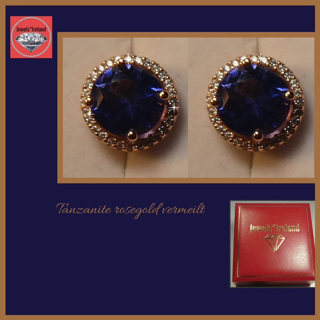 Gemstone created tanzanite earrings