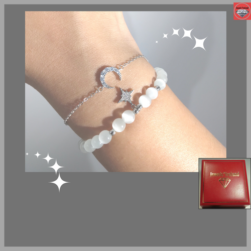 925 Sterling silver moon and star bracelet set