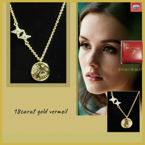 Gold vermeil necklace sun moon and stars .
