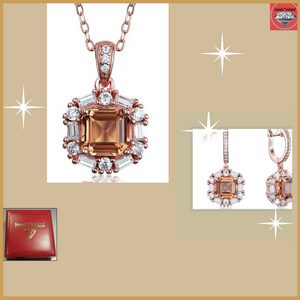 Sultanite modern artistic necklace & earrings rosegold