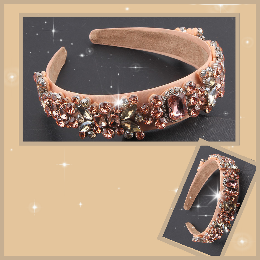 Gorgeous dusty pink colour handcrafted crystal headband