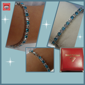 Blue and clear diamond created tennis bracelet Jewels*Ireland 