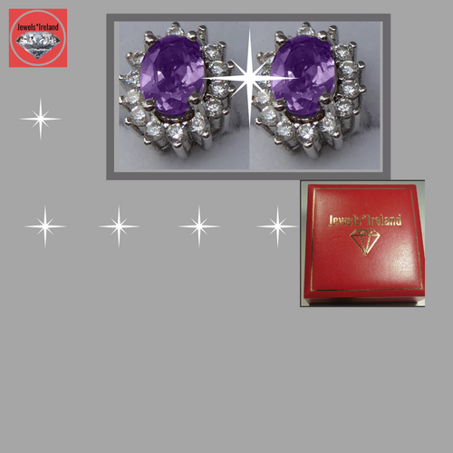 Created Amethyst & lab created diamond earrings