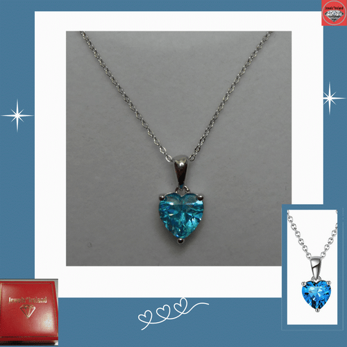 925 Sterling silver citrine blue topaz heart necklace