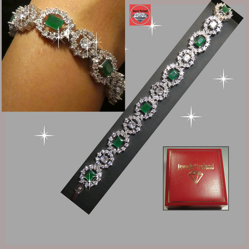Emerald and diamond created bracelet Jewels*Ireland