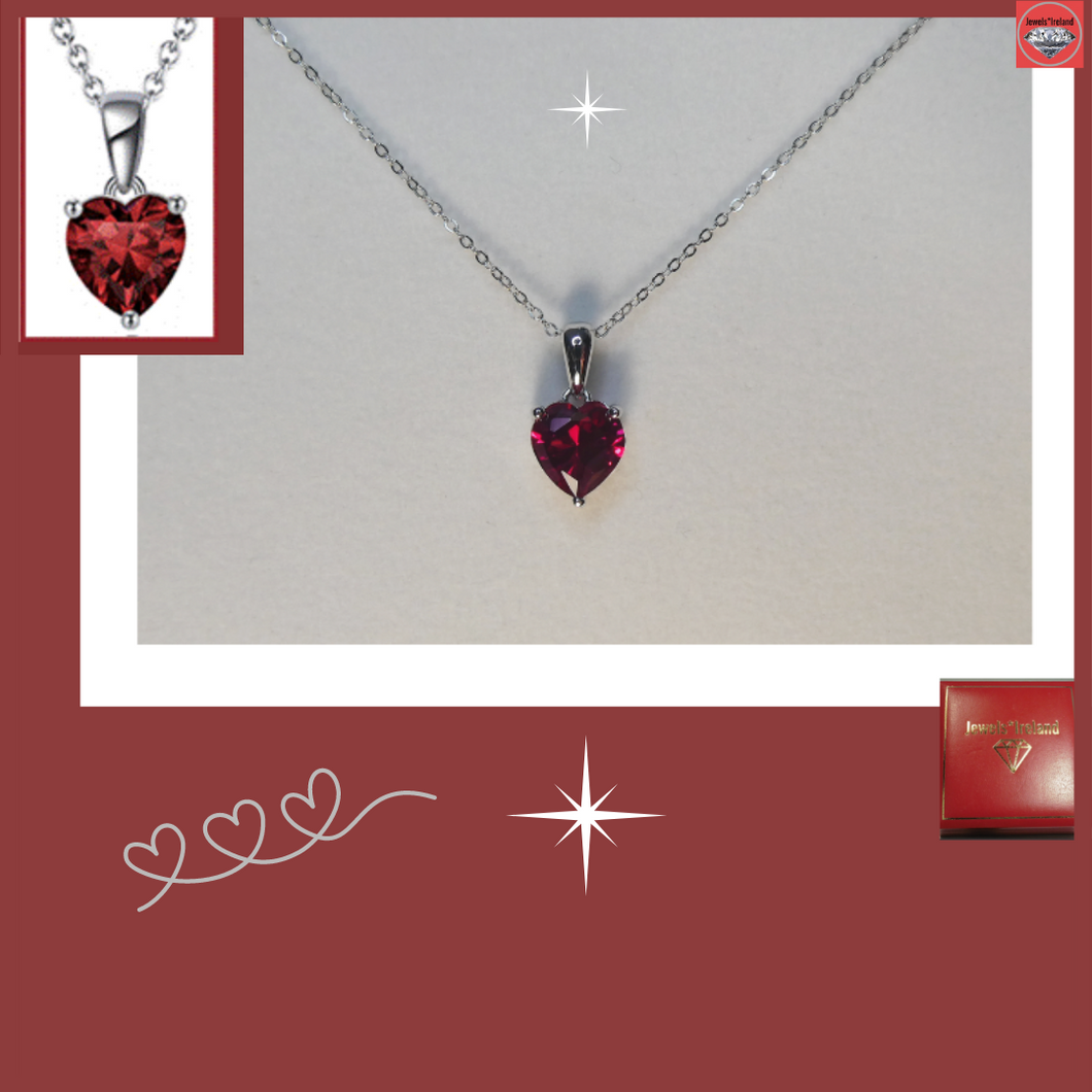 jewelsirelaand ruby heart sterling silver necklace 