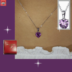 925 Sterling silver purple heart crystal necklace