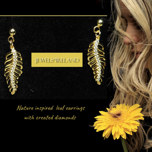 Gold  feather vermeil earrings
